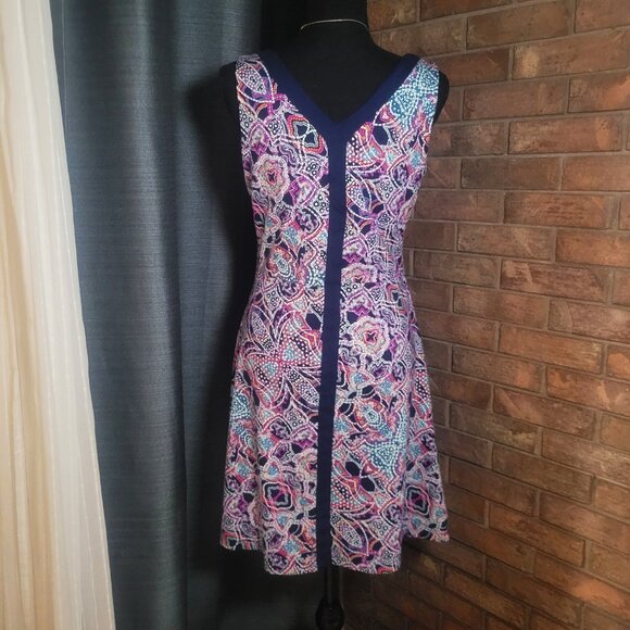 Title Nine Hillary Dream Sleeveless Dress - Multi- Colored Paisley - Size M - Picture 4 of 10